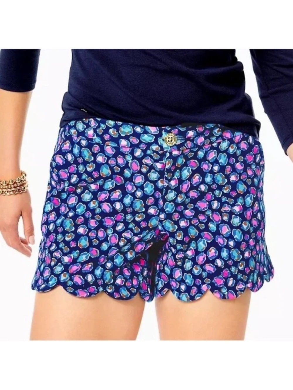 Lilly Pulitzer Buttercup Knit Shorts Seabreeze Low Tide Navy Spotted The Wild